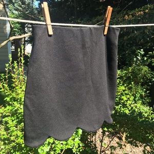 Black Skirt with Scalloped Hem